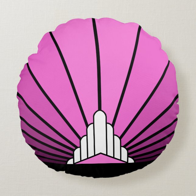Almofada Redonda Arte deco sol a rosa (Frente)