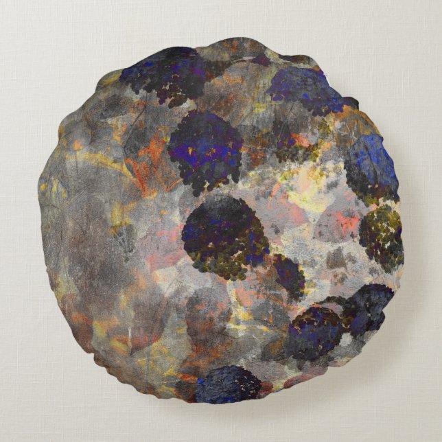 Almofada Redonda Arte digital de fundo do padrão floral/floral (Verso)