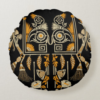 Almofada Redonda Arte egípcia tradicional fronteira dourada crie mã