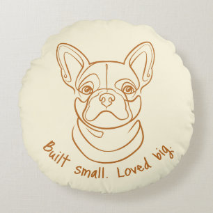 Almofada Redonda Arte em linhas da raça French Bulldog. Construído