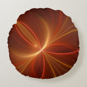 Almofada Redonda Arte fractal abstrata mística moderna cores quente
