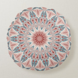 Almofada Redonda Arte Fractal do Caleidoscópio Moderno em greve