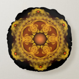 Almofada Redonda arte fractal mandala de fada