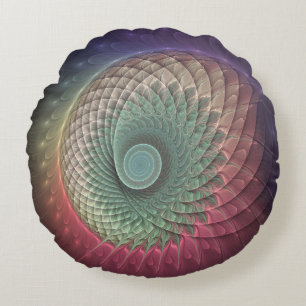 Almofada Redonda Arte Fractal Moderna Colorida abstrato Snail