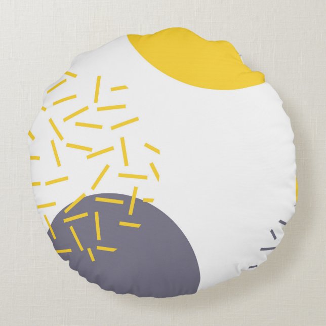 Almofada Redonda Arte geométrica amarela, legal, moderna e moderna (Verso)