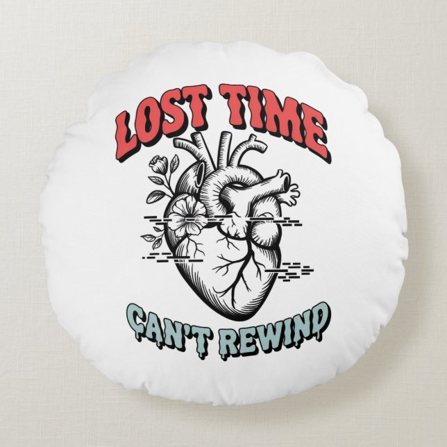 Almofada Redonda Arte Gótica do Coração Anatômico (Frente)