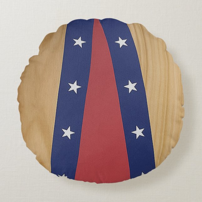 Almofada Redonda Arte Inspirada na América | Bandeiras, Jerseys e 4 (Frente)