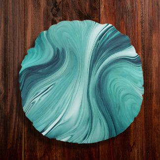 Almofada Redonda Arte Líquido Verde Turquesa Abstrato