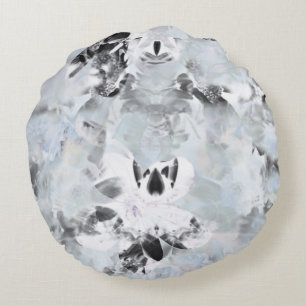 Almofada Redonda Arte moderna abstrata luxuoso preto e branco