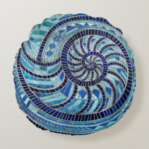 Almofada Redonda Arte mosaica Nautilus Shell