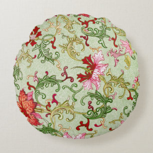 Almofada Redonda Arte Nova Antiga Chinoiserie Floral Chinesa