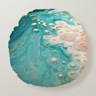 Almofada Redonda Arte Oceânico Topográfico Abstrato