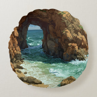 Almofada Redonda Arte pixel caverna oceânica