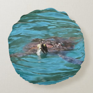 Almofada Redonda Arte sobre a vida selvagem de tartarugas marinhas