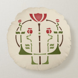 Almofada Redonda Artes & estêncil da papoila dos artesanatos