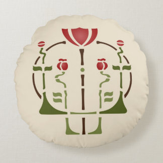 Almofada Redonda Artes & estêncil da papoila dos artesanatos