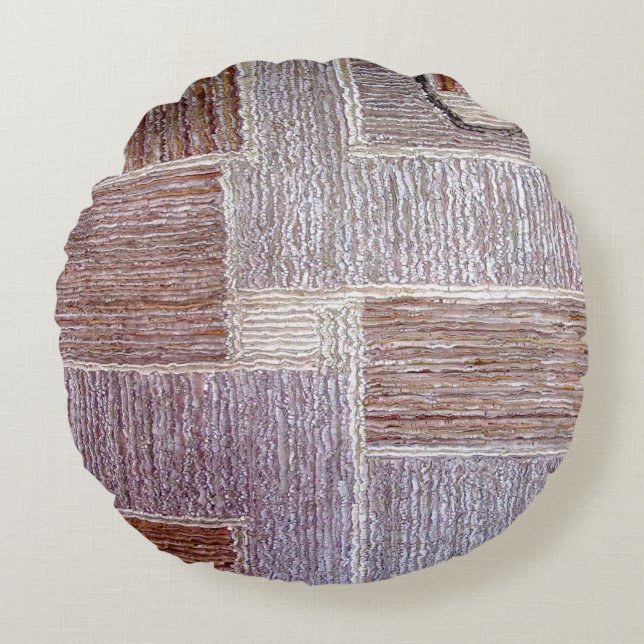 Almofada Redonda Artesanato original de tapete de couro (Frente)