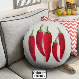 Almofada Redonda Artesanatos do Mínimo Crochet Jalapeno Knit Vermel