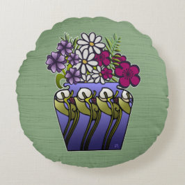 Almofada Redonda Artesão Lily Vase