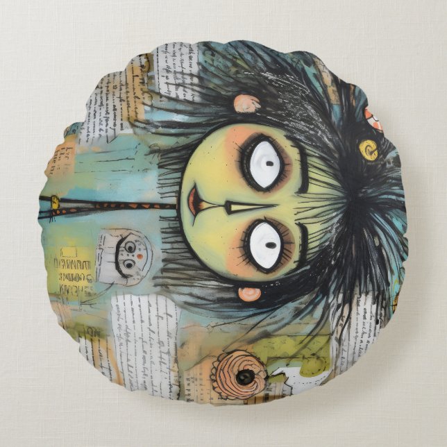 Almofada Redonda ArtLady 18 Encantada e angustiada (Frente)