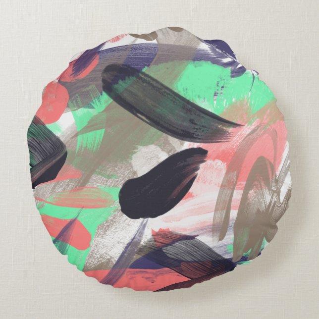 Almofada Redonda Artsy coral negro lacrimejo (Verso)