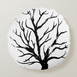 Almofada Redonda Árvore autóctone Lino Impressão