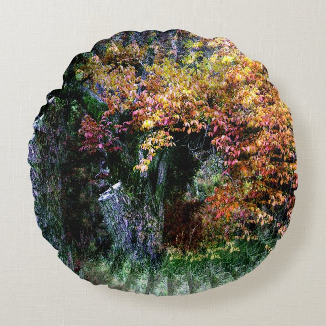 Almofada Redonda Árvore de Carvalho Antiga...... (Frente)