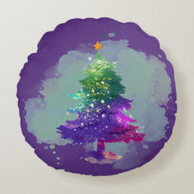Árvore de Natal Pinheiro Colorida Aquarela Moderna