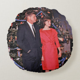 Almofada Redonda Árvore de Natal Presidente John Kennedy & Jacqueli