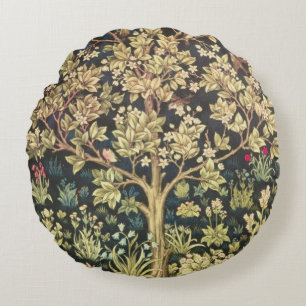 Almofada Redonda Árvore de William Morris da arte floral do vintag