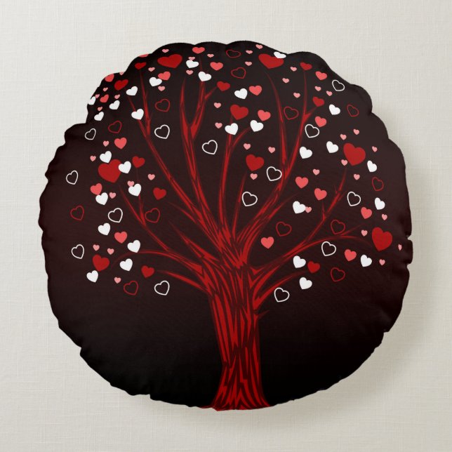 Almofada Redonda Árvore do Coração (Frente)