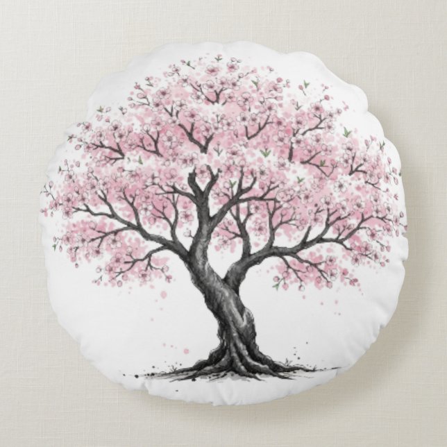 Almofada Redonda Árvore Sakura (Frente)