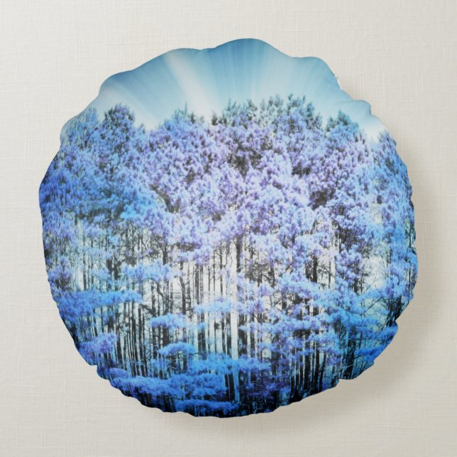 Almofada Redonda Árvores Azuis (Verso)