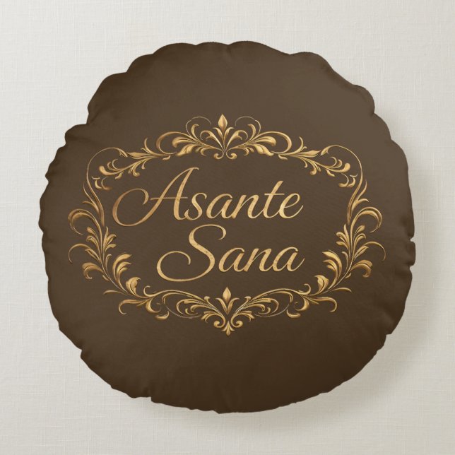 Almofada Redonda Asante Sana Espresso & Tan  – Gilded F Reversível (Frente)