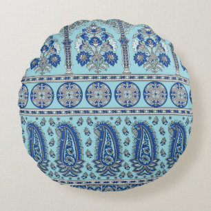 Almofada Redonda Asian Paisley Border: Design tradicional.