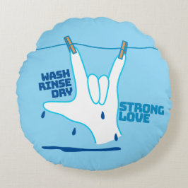 Almofada Redonda ASL Design - Wash, Rinse, and Dry Love ILY