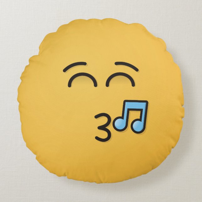 Almofada Redonda Assobiar face com Travesseiro redondo sorridente (Frente)