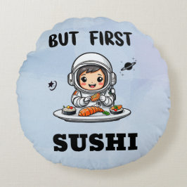 Almofada Redonda Astronauta comendo Sushi