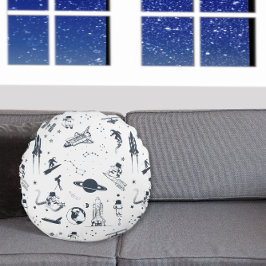 Almofada Redonda Astronauta do Sistema Solar Exterior