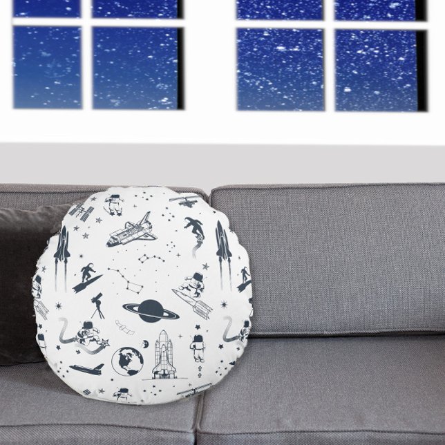 Almofada Redonda Astronauta do Sistema Solar Exterior (Criador carregado)