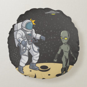 Almofada Redonda Astronauta e alienígena