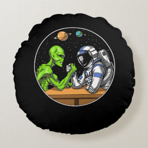 Almofada Redonda Astronauta Espacial Alienígena Braço Luta Engraçad