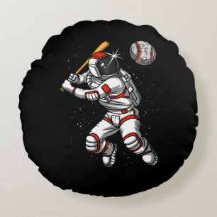 Almofada Redonda Astronauta Espacial Jogador de Baseball Planeta Có