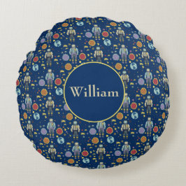 Almofada Redonda Astronauta Personalizado Espaço Humano Colorido