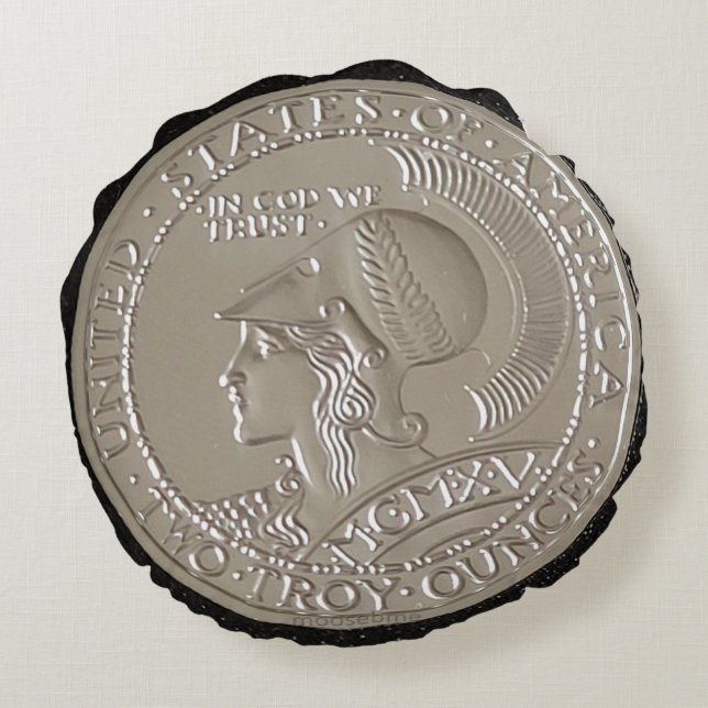 Almofada Redonda Athena e Coruja Duas Ounce.999+ Prata (Verso)