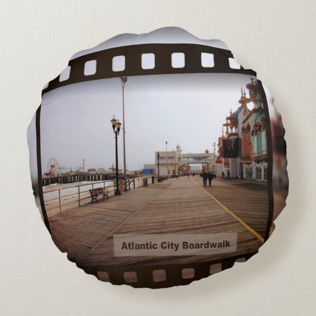 Almofada Redonda Atlantic City Beach Boardwalk sobre cinema