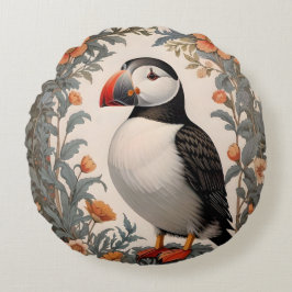 Almofada Redonda Atlantic Puffin William Morris Inspirou Floral