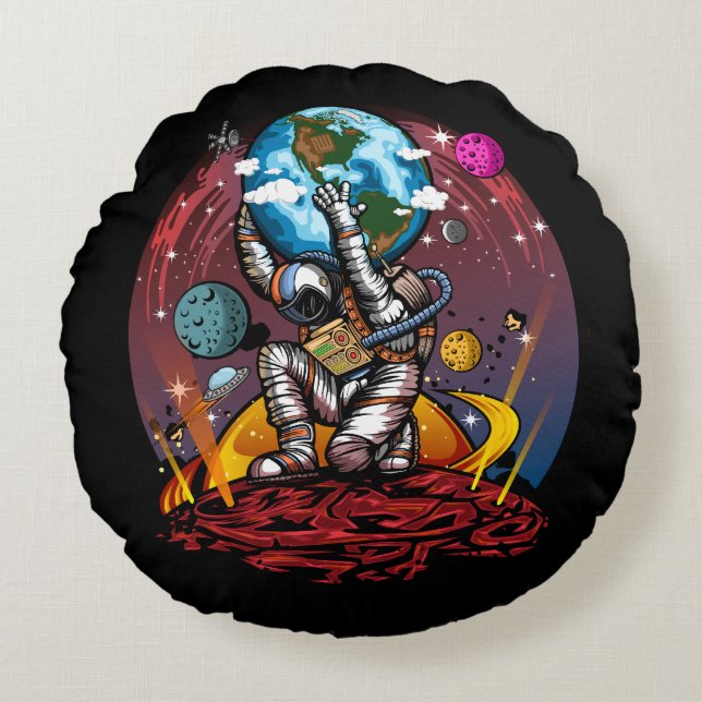 Almofada Redonda Atlas Space Man (Frente)