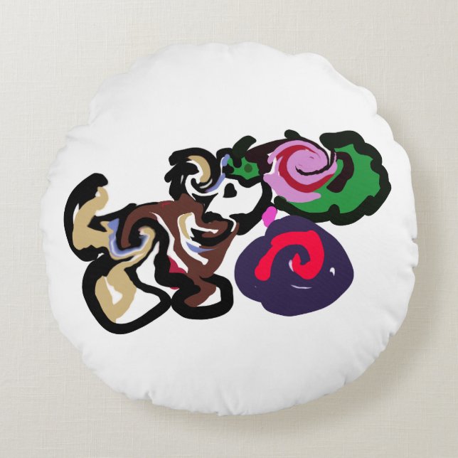 Almofada Redonda Australian shepherd and roses joy (Frente)