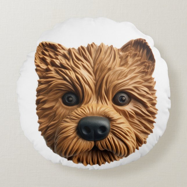 Almofada Redonda Australiano Terrier Dog 3D Inspirado (Frente)